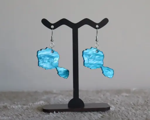 [BOBLTM001] Boucles d'oreilles Tahiti map acrylique bleu