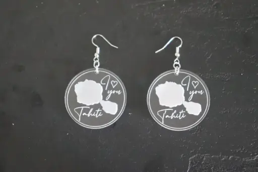 [BOPLILYT001] Boucles d'oreilles I love you Tahiti acrylique