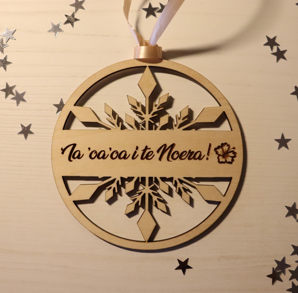 Boule De Noël En Bois Naturel Team Noël - Décoration Rustique 7cm Pour Sapin