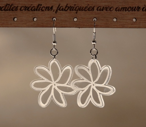 [BOPLTI001] Boucles d'oreilles fleur de tiare acrylique